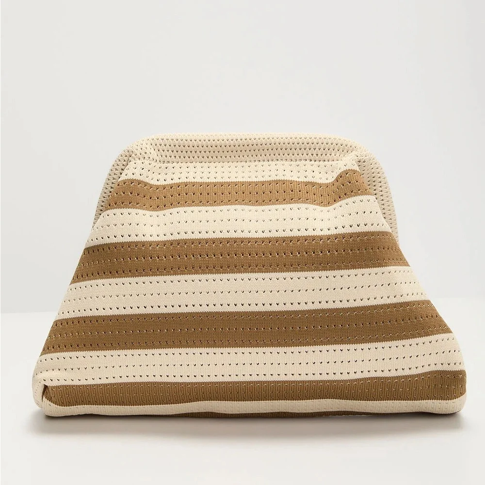 Striped Beige and Brown Clutch